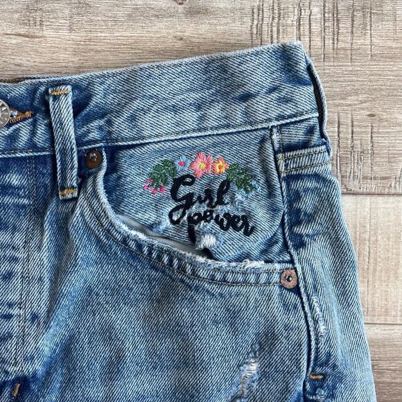 AGOLDE Girl Power Jaden High Rise Denim Shorts - Size 25 - Picture 2 of 6